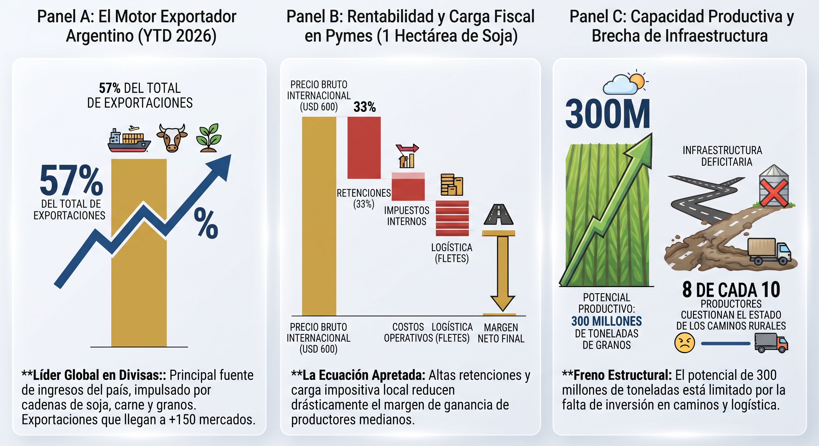El pulso empresario del agro: entre el protagonismo exportador, la tensión fiscal y el debate por el potencial productivo